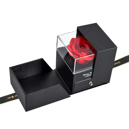 Eternal Rose Preserved Flower Proposal Jewelry Box Earrings Necklace Storage Case Forever Love Wedding Christmas Valentines Gift