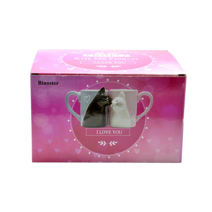 2pcs Ceramics Kiss Cat Cup Couple Mugs Lover Gift Morning  Milk Coffee Tea Breakfast Porcelain Cup Valentines Day for girl wife