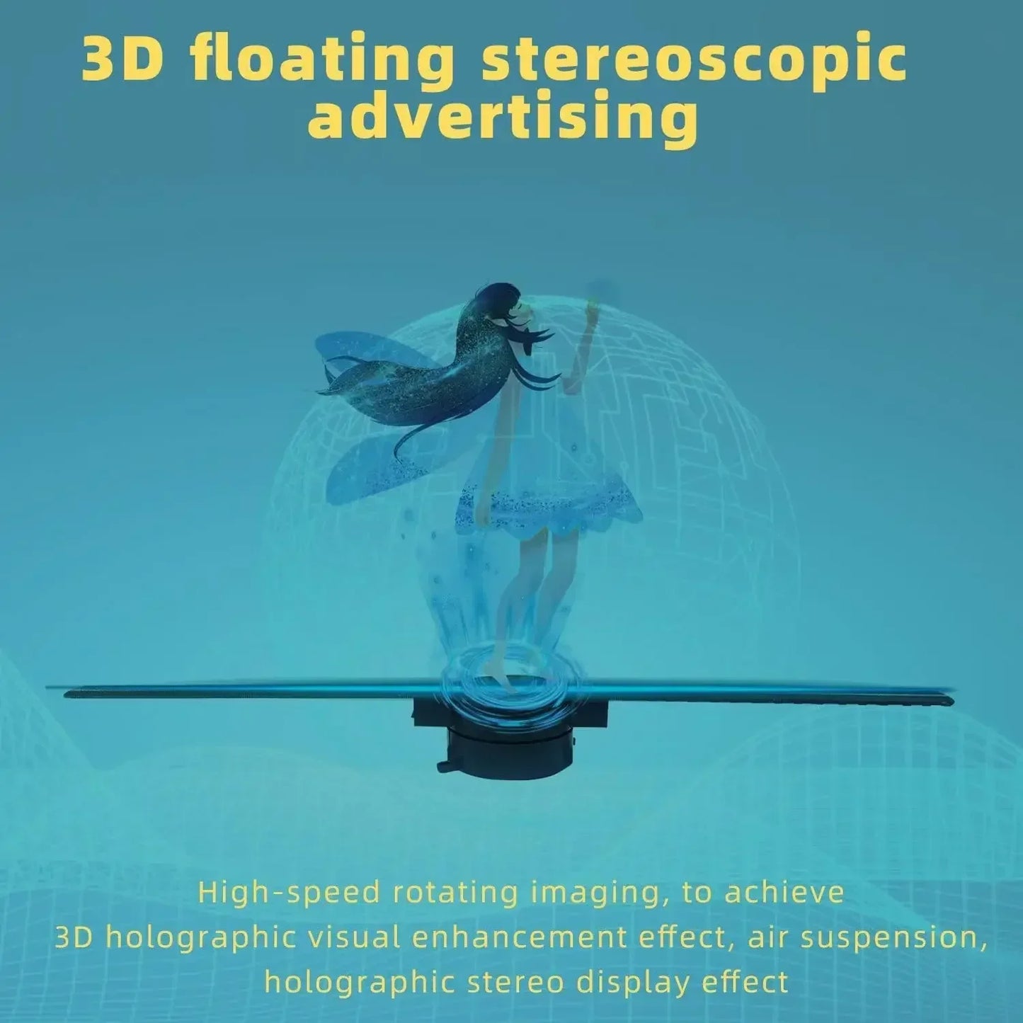 3D Hologram Fan 42CM 3D Holographic Projector Advertising Display Light HD Holographic Projector for Stores Bars Party Xmas