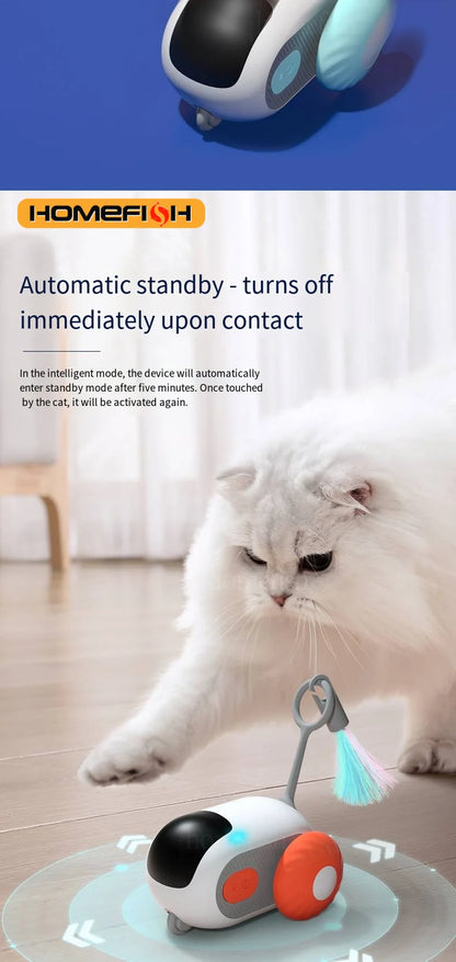 Smart Cat Car 2 Modes Automatic Moving Remote Controlled Car for Cats Dogs Interactive Playing Kitten Training Pet Supplies