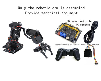 360 Degrees 6 DOF Robot Metal Alloy Mechanical Arm Claw Kit MG996R for Arduino Robotics Kit Educational Ps2 Programmable Toys