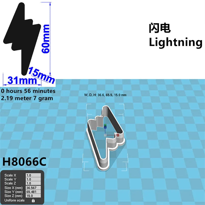 Four Specifications Cartoon Nature Graphics Super Lightning,Plastic Mold,Cake Fondant Tools,Cookie Sushi and Fruits Cutters