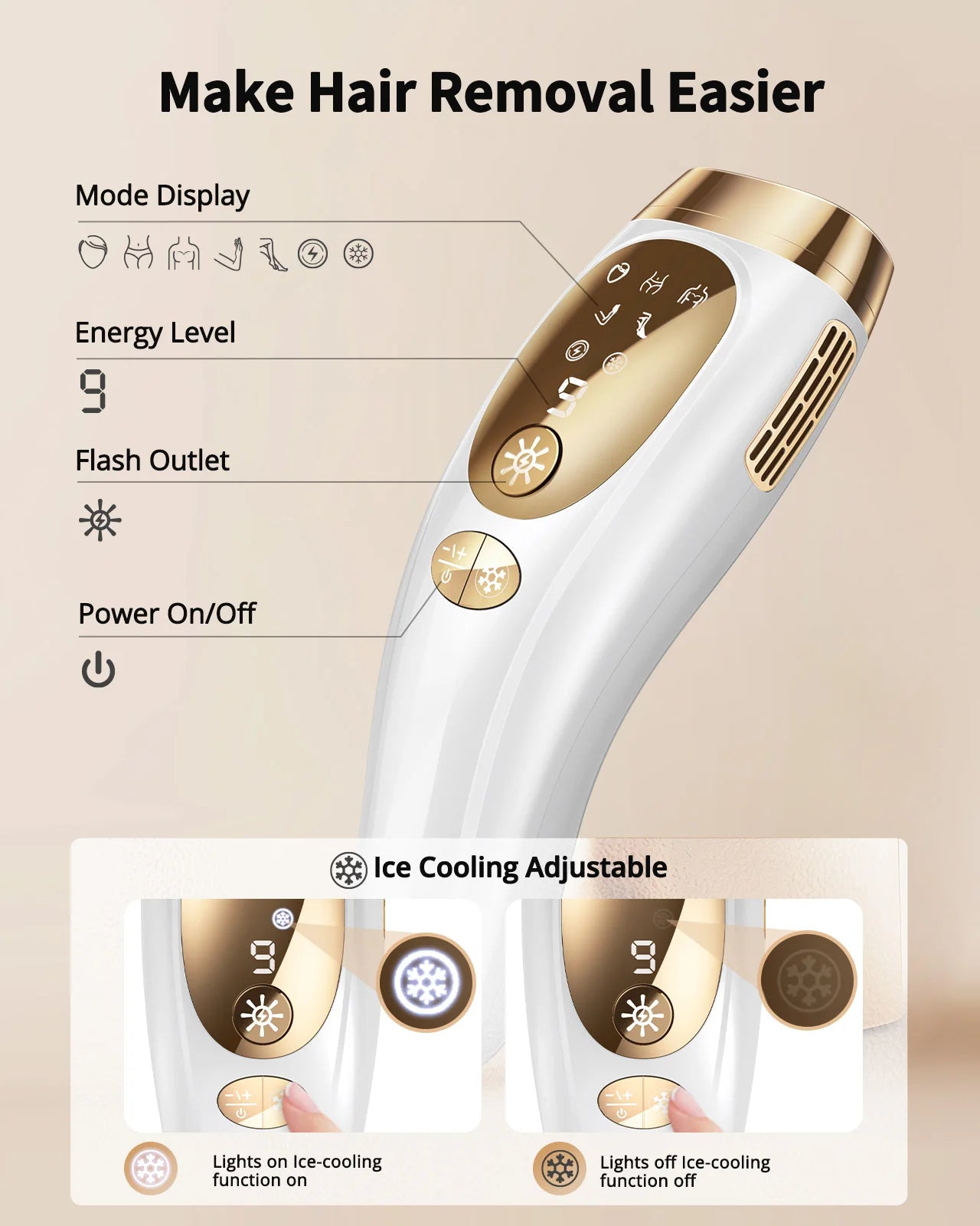 Professional IPL Laser Hair Removal For Women and Men Ice-Cooling Painless ElectricDepilator Body Bikinis Permanent Depilation