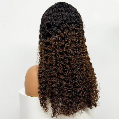 24 inch Full Water Wave Human Hair Wig 100% Human Hair 300% Density 13x4 Lace Frontal Front Curly Human Hair Wig for Black Women