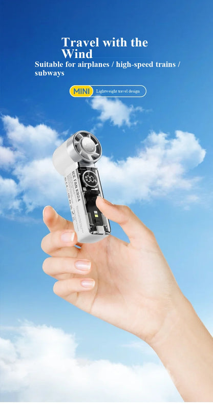 2026 new ice-cooling high-speed fan, semiconductor cooling handheld fan, portable mini pocket digital display small fan