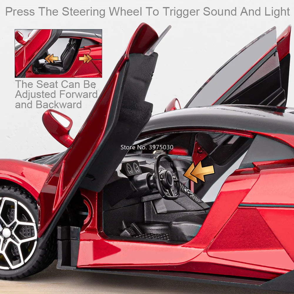 1:24 BYD YANGWANG U9 Models Toys Cars Alloy Diecast Wheel Pull Back Miniature Vehicles Doors Opened Car Birthday Gifts for Kids