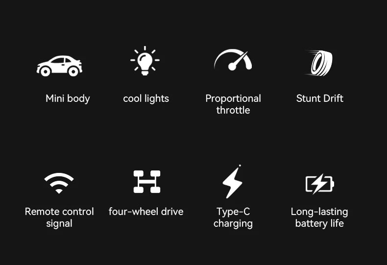 Lighting RC Cars 2.4Gh Remote Contorl 1/64 Stunt Drift Car 2WD High Speed Model Vehicle Toy Gifts For Boys Girls Children Adults