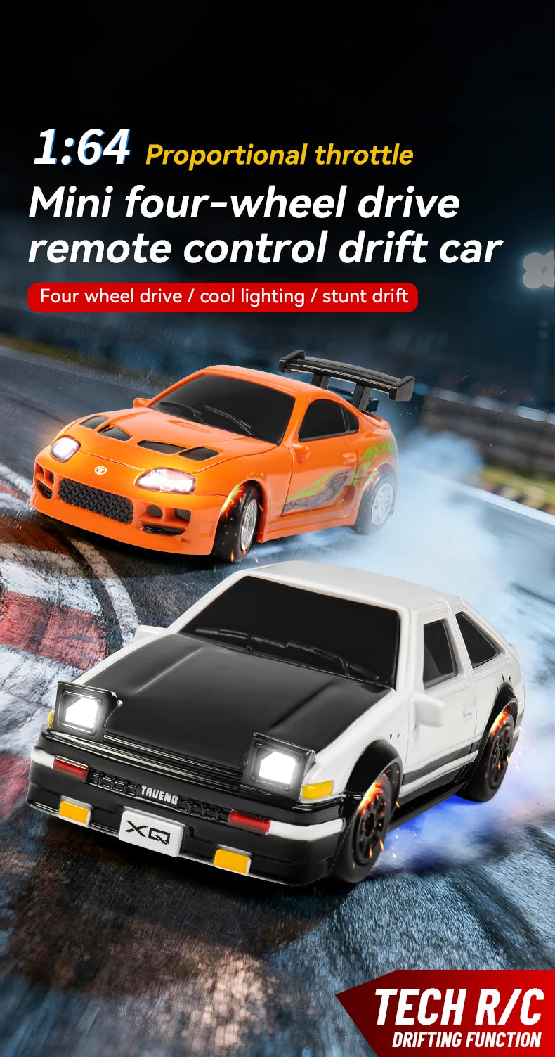 Lighting RC Cars 2.4Gh Remote Contorl 1/64 Stunt Drift Car 2WD High Speed Model Vehicle Toy Gifts For Boys Girls Children Adults