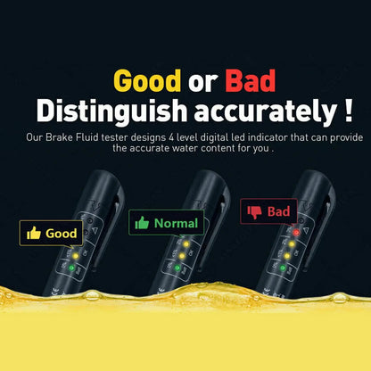 Car Brake Diagnostic Testing Tool Brake Fluid Tester Pen with 5 LED Indicators Hydraulic Fluid Liquid Oil Moisture Analyzer
