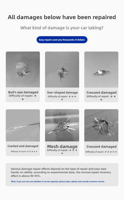 Car Glass Repair Kit - Removes Scratches, Fixes Windscreen Cracks for Cars/Trucks/Motorcycles, Auto Glass Recovery Set