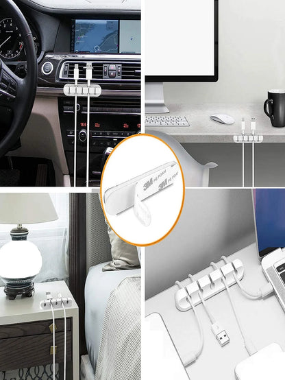 Cable Cord Wire Organizer Silicone USB Cable Winder Management Clips Self Adhesive for Mouse Keyboard Headset For iPhone Huawei
