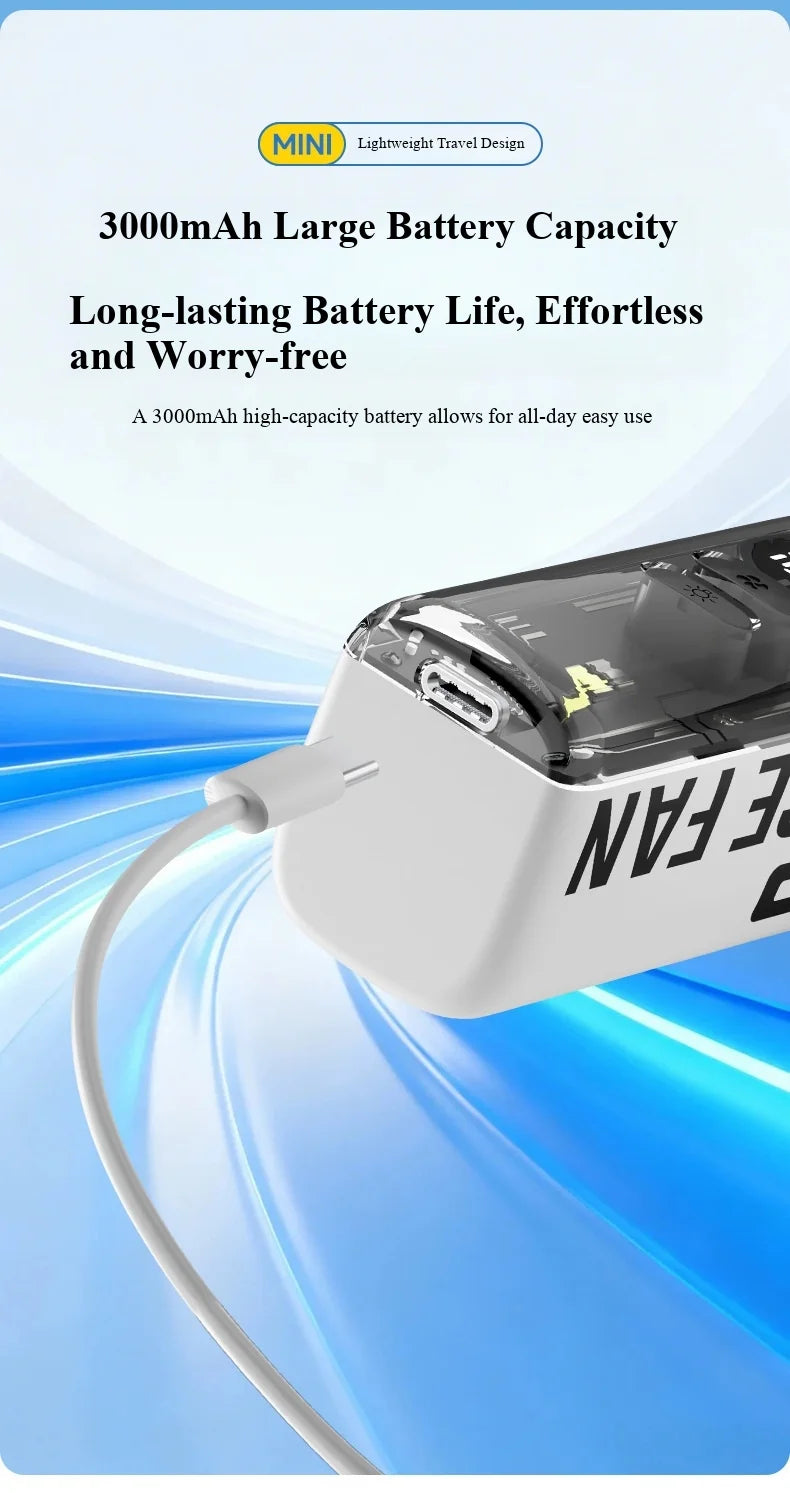 2026 new ice-cooling high-speed fan, semiconductor cooling handheld fan, portable mini pocket digital display small fan