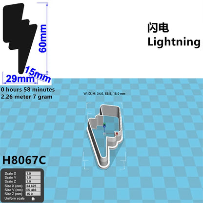 Four Specifications Cartoon Nature Graphics Super Lightning,Plastic Mold,Cake Fondant Tools,Cookie Sushi and Fruits Cutters