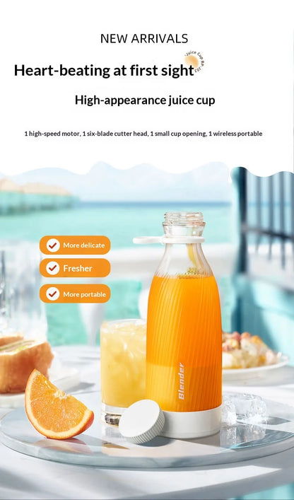 Portable Mini Juicer USB Rechargeable 6 Blades Handheld Fruit Blender Multifunctional Juice Maker for Smoothie Milkshake