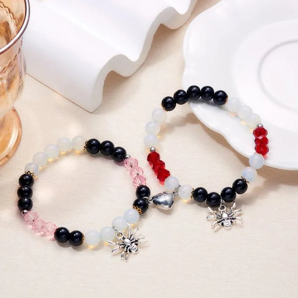 2Pcs Fashion Silver Color Spider Bracelet for Couple Simple Adjustable Woven Bracelet Valentine's Day Couple Jewelry Gift