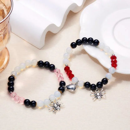 2Pcs Fashion Silver Color Spider Bracelet for Couple Simple Adjustable Woven Bracelet Valentine's Day Couple Jewelry Gift