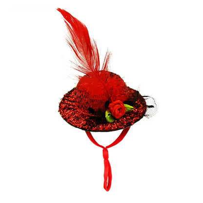 Chicken Hats For Hens Feather Top Hat With Adjustable Elastic Chin Strap Mini Hat Chicken Helmets Accessories Rooster Duck