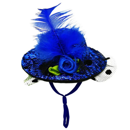Chicken Hats For Hens Feather Top Hat With Adjustable Elastic Chin Strap Mini Hat Chicken Helmets Accessories Rooster Duck