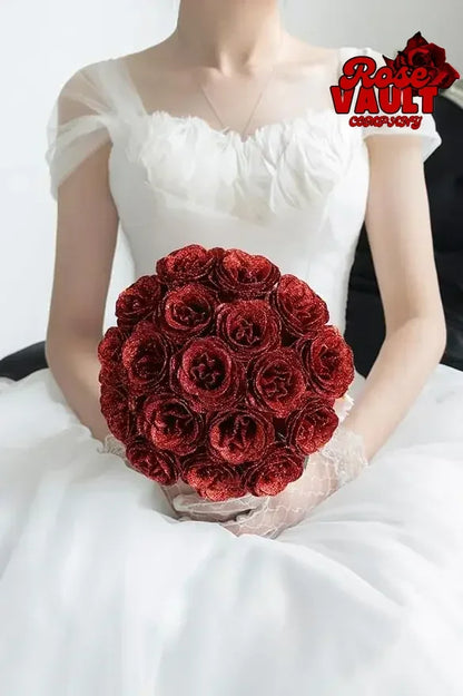 30/50 pcs 7/6 cm Glitter artificial flower rose Mother's/Valentine's Day girl friend wife DIY bouquet gifts for wedding Birthday