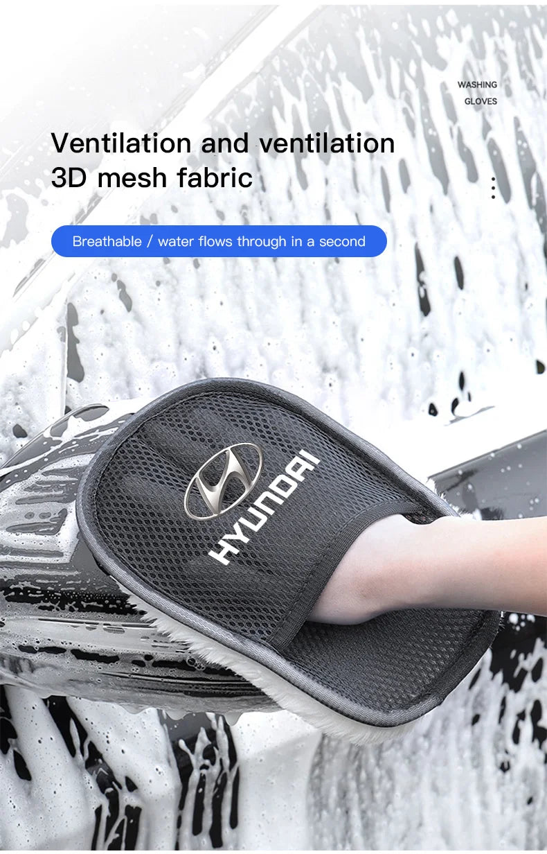 1Pcs Car Wash Glove Wool Soft Cleaning Brush Tools For Hyundai IONIQ Sonata Elantra Grandeur i20 i10 SantaFe i30 Palisade Bayon