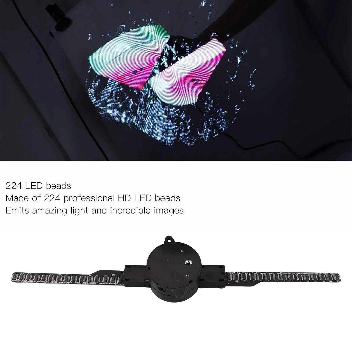 3D Hologram Fan 16.1in 2 Blades Hologram Projector Fan Customized Video Image Editing 224 LED Beads Support WiFi APP for Store