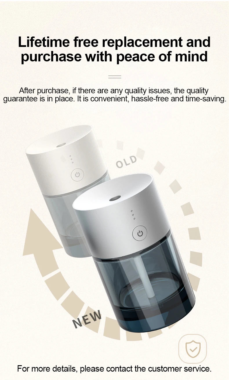 Car Air Freshener USB Rechargeable Essential Oil Diffuser Room Fragrance Diffuser Cool Mist Humidifier Auto Mini Scent Machine