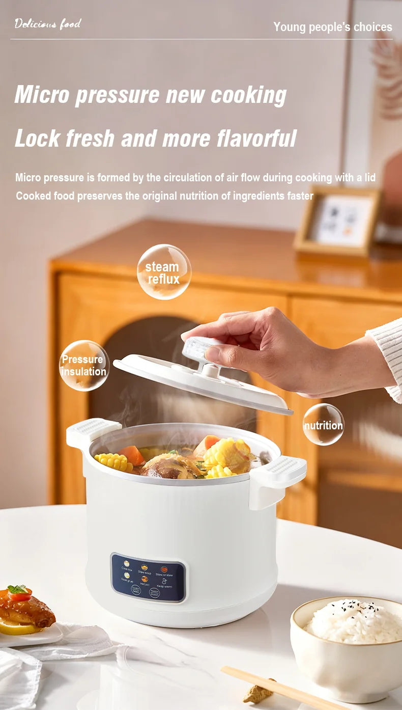 Electric Rice Cooker for 1-2 People, Multifunctional Household Hot Pot, Porridge, 1.8L Micro Pressure Rice Cooker soup making