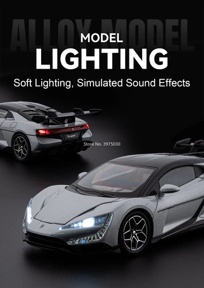 1:24 BYD YANGWANG U9 Models Toys Cars Alloy Diecast Wheel Pull Back Miniature Vehicles Doors Opened Car Birthday Gifts for Kids