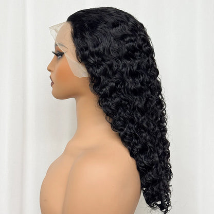 Double Drawn 250% Density Ombre 18 Inches Water Wave Curly Human Hair Wigs 13x4 Transparent Lace Frontal Hair Wig for Women