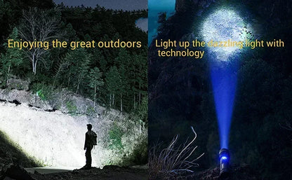 30W White Laser LED Flashlight Zoom Torch USB Rechargeable Light Outdoor Camping Hunting Fishing Walking Riding Lighting Lamp