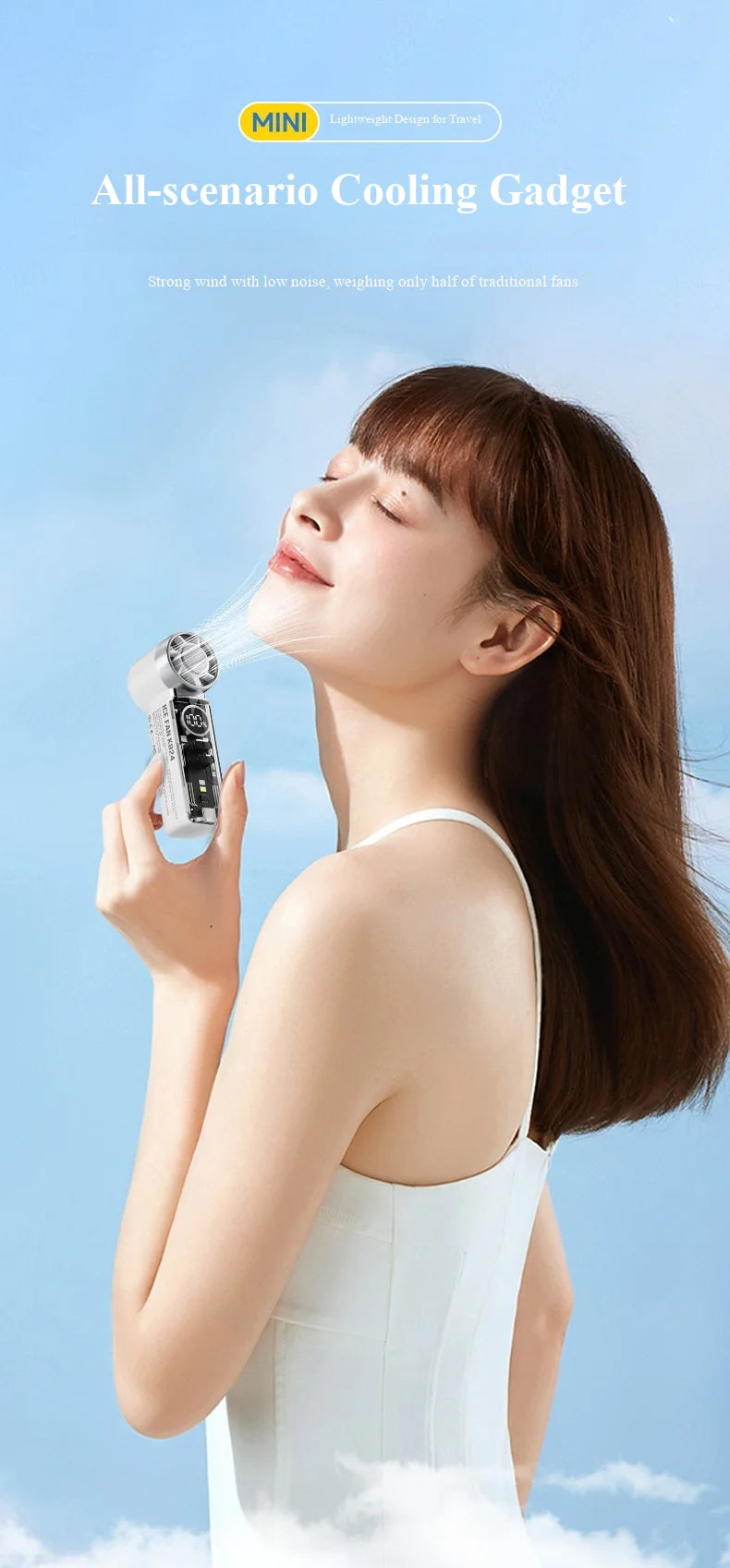 2026 new ice-cooling high-speed fan, semiconductor cooling handheld fan, portable mini pocket digital display small fan