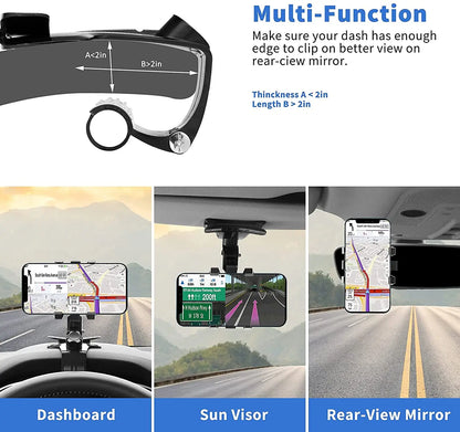 Phone Mount for Car Dashboard, 1080 Degree Rotation Dashboard Cell Phone Holder, [Multi-Angles] Universal Car Phone Clip Holder