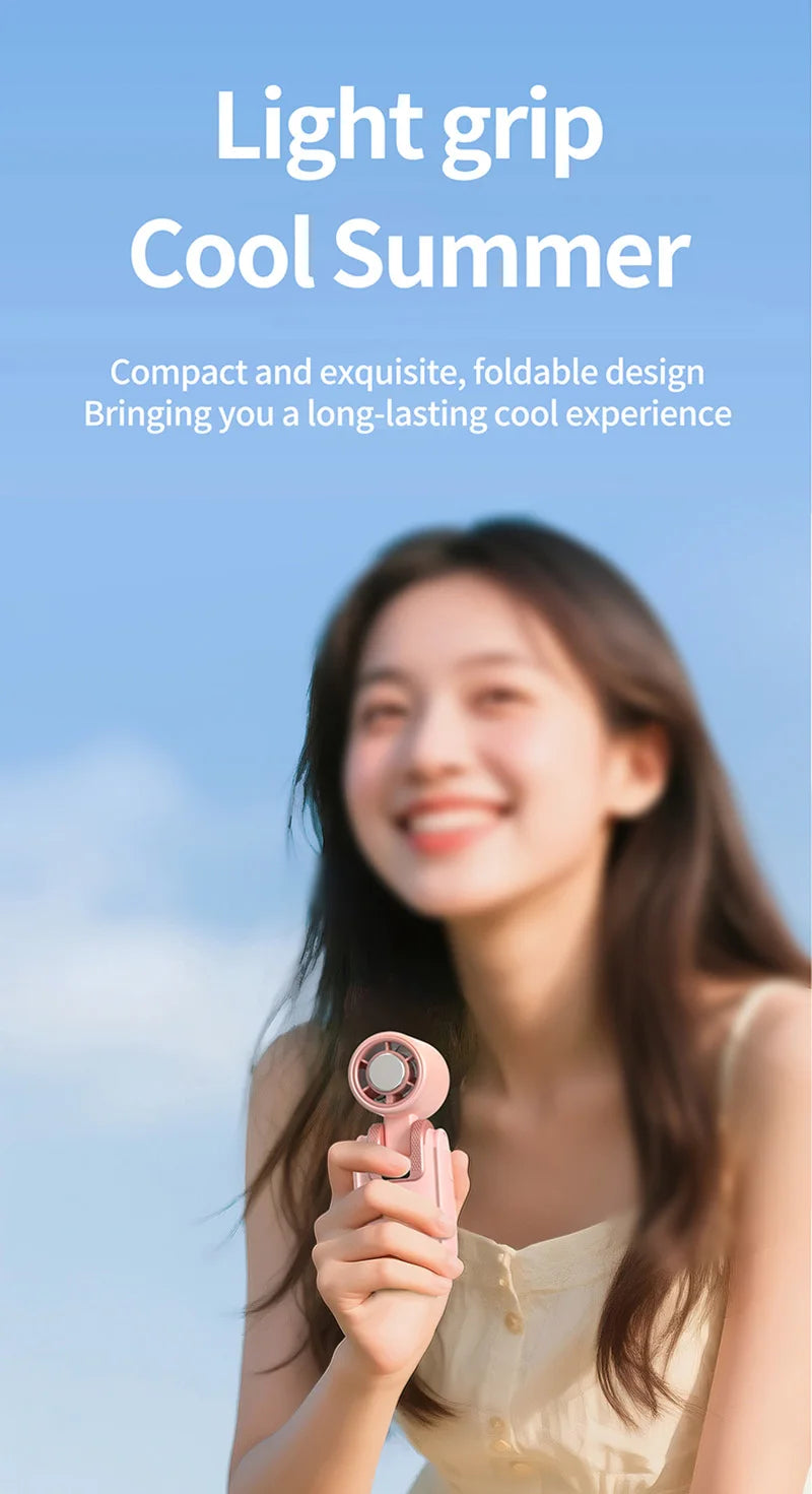 Mini Ice Cooling Portable Fan Turbo High Speed Handheld Fan Long Battery Life USB Rechargeable Foldable For Outdoor Travel