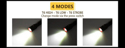 High Lumen LED Flashlight 18650 Rechargeable Flashlights Waterproof Zoom Torch for Camping Hiking Fishing Hunting