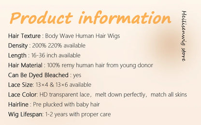 Body Wave 13x6 HD Transparent Lace Frontal Wig 36 Inch 220% Density #4 Chocolate Brown Real Brazilian Human Hair Wigs For Women
