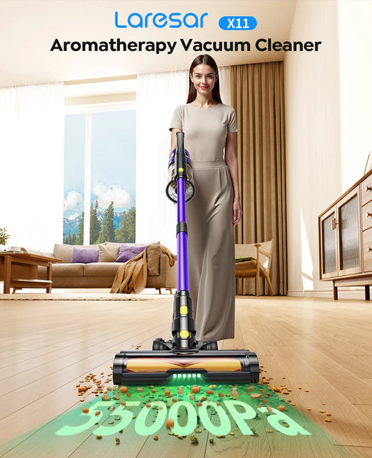 Laresar X11 Kabelloser Staubsauger 550W 55000PA Saugmacht Handheld Smart Home Staubbecher 60 Minuten Laufzeit 3 Stück Filte Set