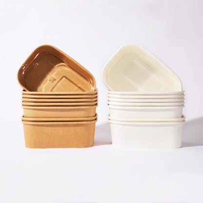 10Pcs/Set Disposable Paper Lunch Box Food Storage Containers With Lid Fruit Salad Cake Box Kitchen Accessories Party Supplies