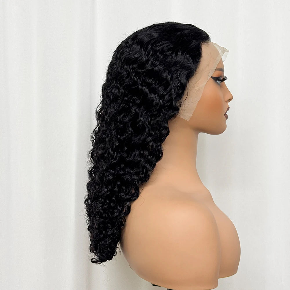 Double Drawn 250% Density Ombre 18 Inches Water Wave Curly Human Hair Wigs 13x4 Transparent Lace Frontal Hair Wig for Women