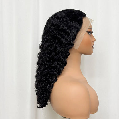 Double Drawn 250% Density Ombre 18 Inches Water Wave Curly Human Hair Wigs 13x4 Transparent Lace Frontal Hair Wig for Women
