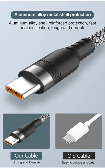USB Type C 6A Super- Charging Cable For Huawei USB C Extended 1m 2m 3m 5m 8-Meter Cable For Xiaomi Vivo Leeco OnePlus Oppo