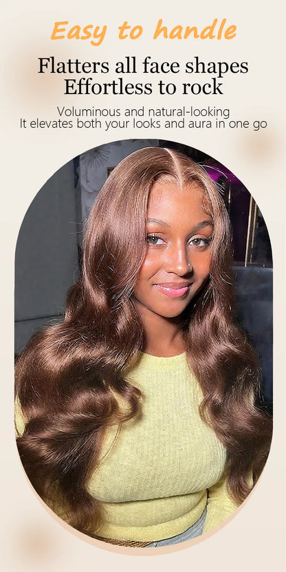 Body Wave 13x6 HD Transparent Lace Frontal Wig 36 Inch 220% Density #4 Chocolate Brown Real Brazilian Human Hair Wigs For Women