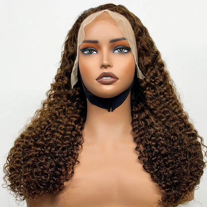 24 inch Full Water Wave Human Hair Wig 100% Human Hair 300% Density 13x4 Lace Frontal Front Curly Human Hair Wig for Black Women