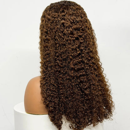 24 inch Full Water Wave Human Hair Wig 100% Human Hair 300% Density 13x4 Lace Frontal Front Curly Human Hair Wig for Black Women