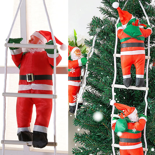 1/2Set 25cm Santa Claus Climbing Ladder Doll Ornament Christmas Tree Hanging Decors Pendant Xmas Home Decoration New Year Gifts