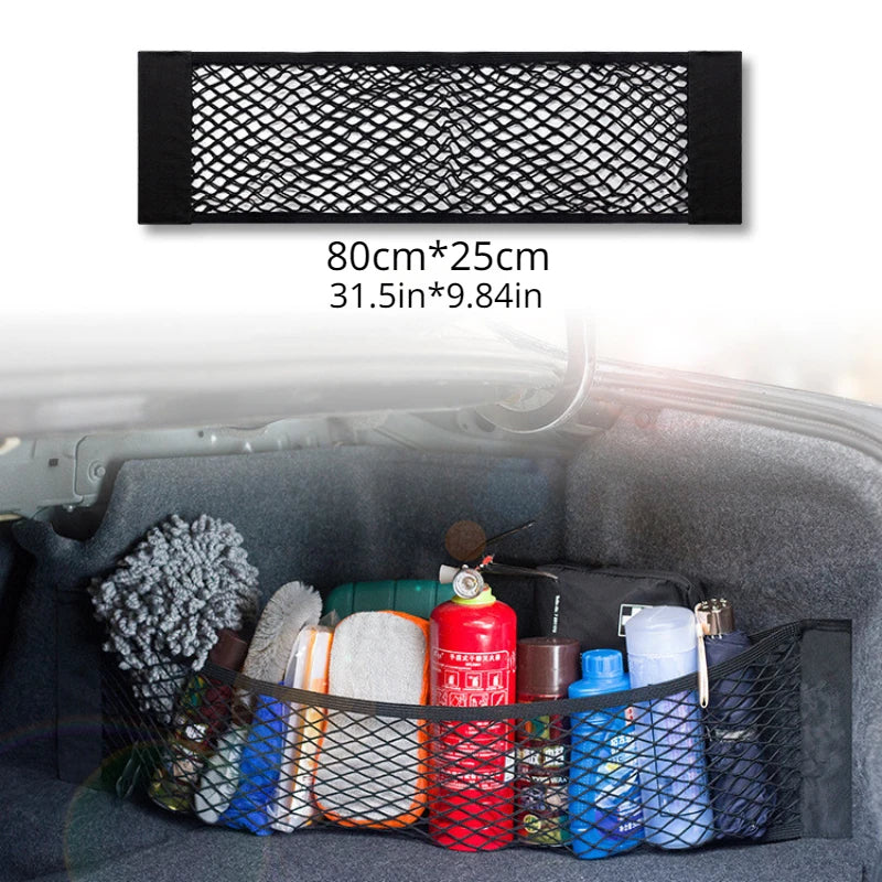 Universal Car Storage Bag Double Mesh Trunk Storage Net Car Built-in Storage Bag Car Fire Extinguisher Fixed Net Anti-Slip