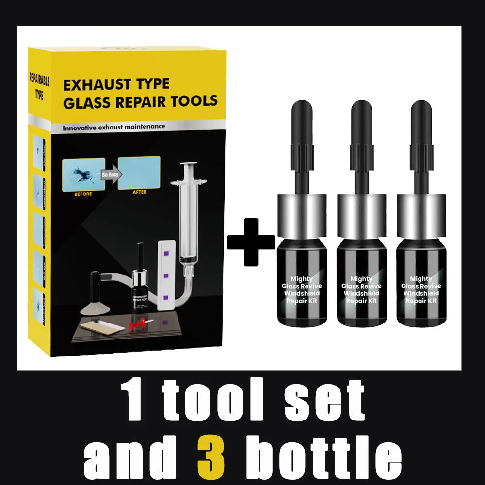 Car Glass Repair Kit - Removes Scratches, Fixes Windscreen Cracks for Cars/Trucks/Motorcycles, Auto Glass Recovery Set