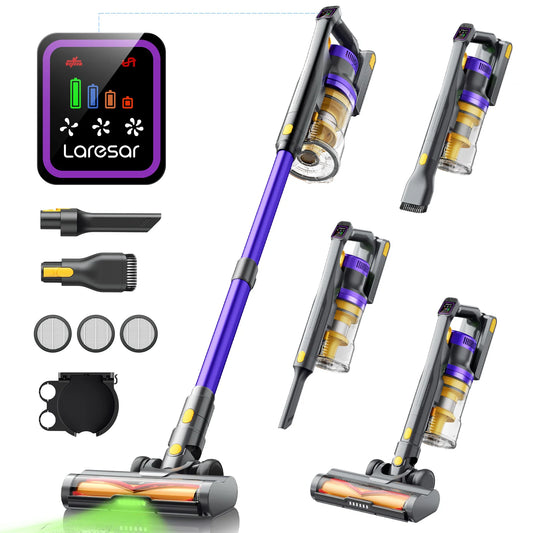 Laresar X11 Kabelloser Staubsauger 550W 55000PA Saugmacht Handheld Smart Home Staubbecher 60 Minuten Laufzeit 3 Stück Filte Set