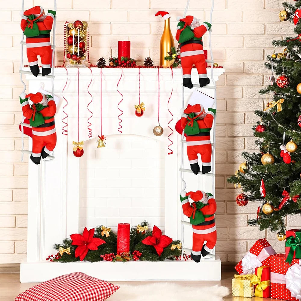 1/2Set 25cm Santa Claus Climbing Ladder Doll Ornament Christmas Tree Hanging Decors Pendant Xmas Home Decoration New Year Gifts
