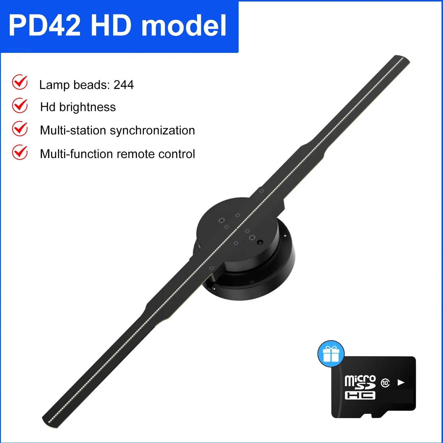 3d Hologram Fan,24.4" 2000*1444px Resolution 722 Pcs Hd Led Beads Hologram Fan Projector Advertising Display Support App+Bluetoo