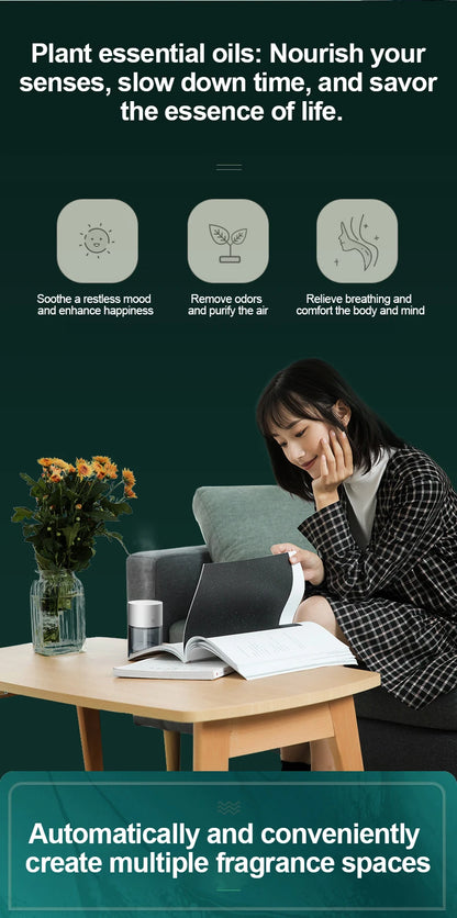 Car Air Freshener USB Rechargeable Essential Oil Diffuser Room Fragrance Diffuser Cool Mist Humidifier Auto Mini Scent Machine